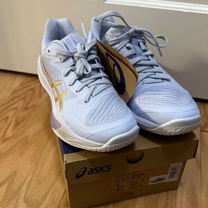 Asics Purple and Gold Volleyball Shoes